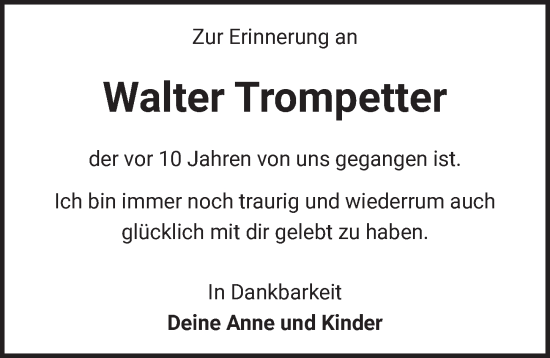 Anzeige von Walter Trompetter von  EXPRESS - Die Woche 