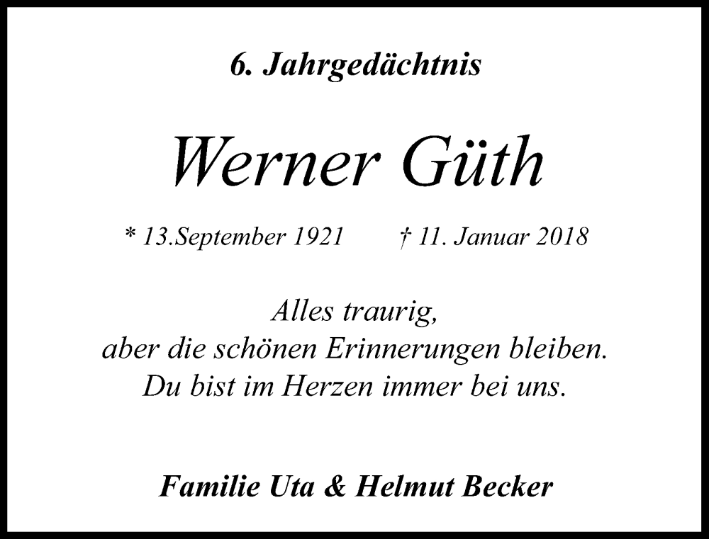  Traueranzeige für Werner Güth vom 18.07.2023 aus Kölner Stadt-Anzeiger / Kölnische Rundschau / Express