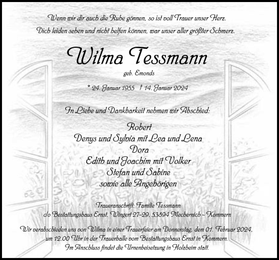 Anzeige von Wilma Tessmann von  Blickpunkt Euskirchen 