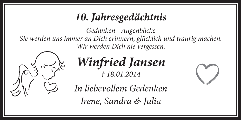  Traueranzeige für Winfried Jansen vom 18.07.2023 aus  Werbepost 
