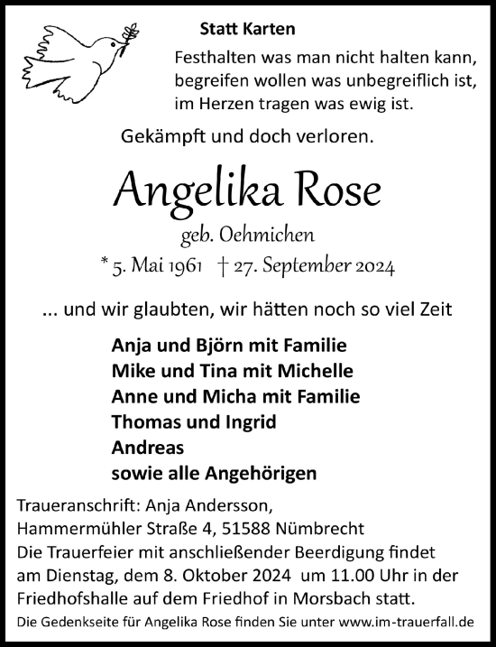 Anzeige von Angekka Rose von  Lokalanzeiger 