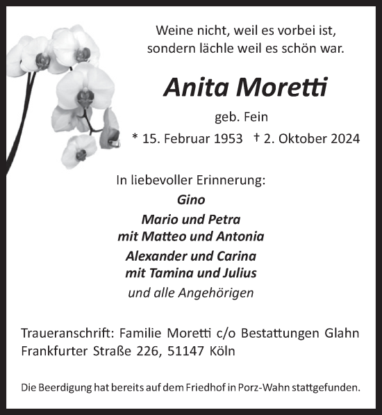 Anzeige von Anita More von  EXPRESS - Die Woche 