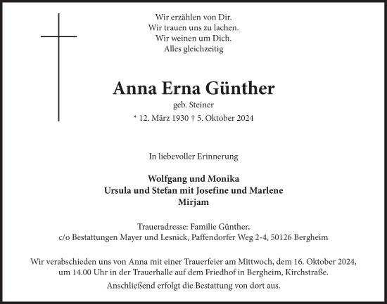 Anzeige von Anna  Günther von  Werbepost 
