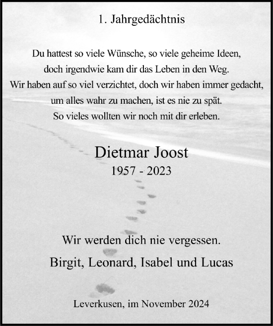 Anzeige von Dietmar Joost von  Lokale Informationen 