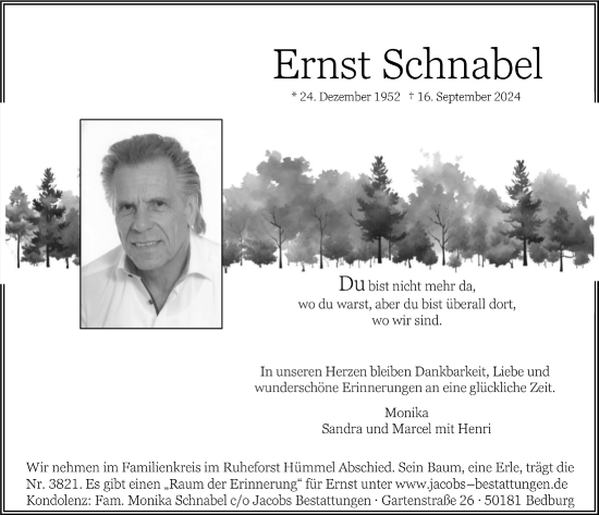 Anzeige von Ernst Schnabel von  Werbepost 