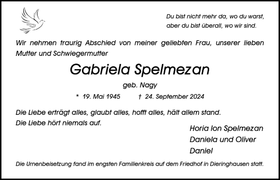Anzeige von Gabriela Spelmezan von  Anzeigen Echo 