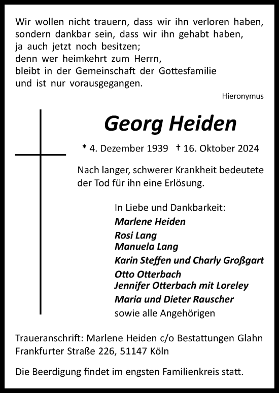 Anzeige von Georg Heiden von  EXPRESS - Die Woche 