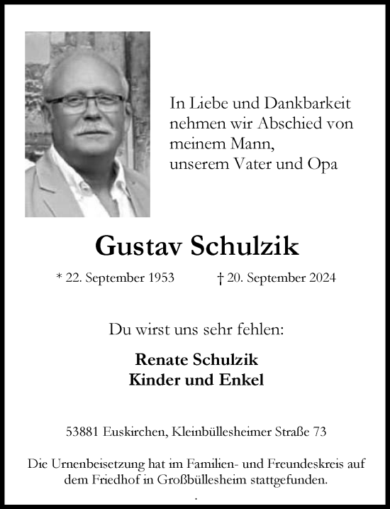 Anzeige von Gustav Schulzik von  Blickpunkt Euskirchen 