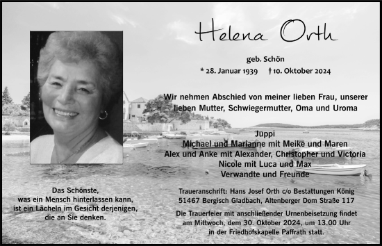 Anzeige von Helena Orth von  Bergisches Handelsblatt 