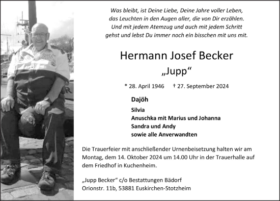 Anzeige von Hermann Josef Becker von  Blickpunkt Euskirchen 