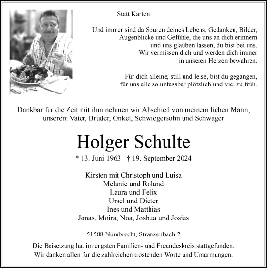 Anzeige von Holger Schulte von  Lokalanzeiger 