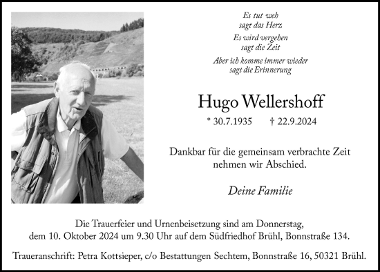 Anzeige von Hugo Wellershoff von  Schlossbote/Werbekurier 