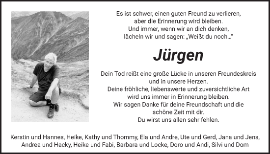 Anzeige von Jürgen  von  Bergisches Handelsblatt 