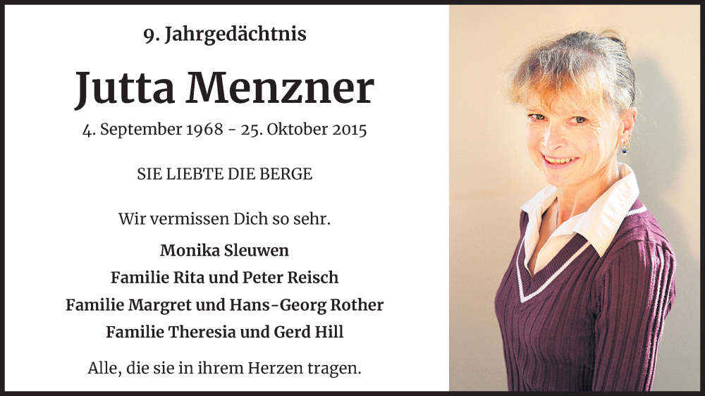  Traueranzeige für Jutta Menzner vom 25.10.2024 aus Kölner Stadt-Anzeiger / Kölnische Rundschau / Express