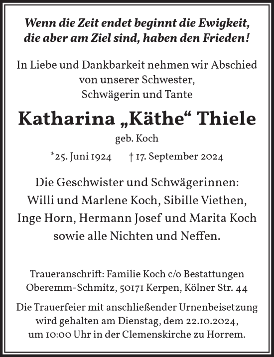Anzeige von Katharina  Thiele von  Werbepost 