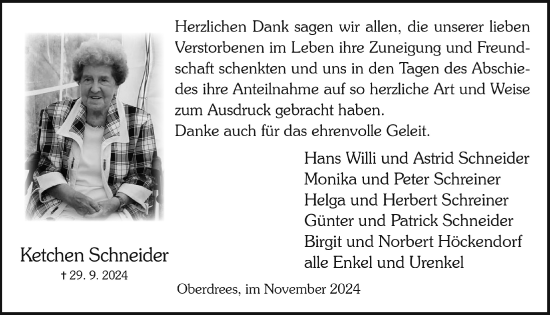 Anzeige von Ketchen Schneider von  Schaufenster/Blickpunkt 