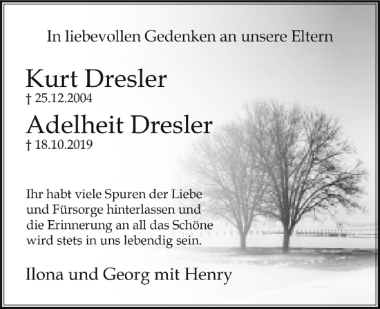 Anzeige von Kurt Dresler von  Extra Blatt 