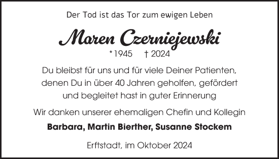 Anzeige von Maren Czerniejewski von  Werbepost 