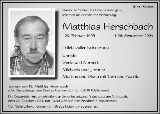 Anzeige von Matthias Herschbach von  Blickpunkt Euskirchen 