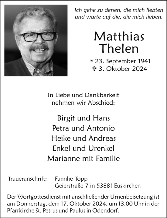 Anzeige von Matthias Thelen von  Schaufenster/Blickpunkt 