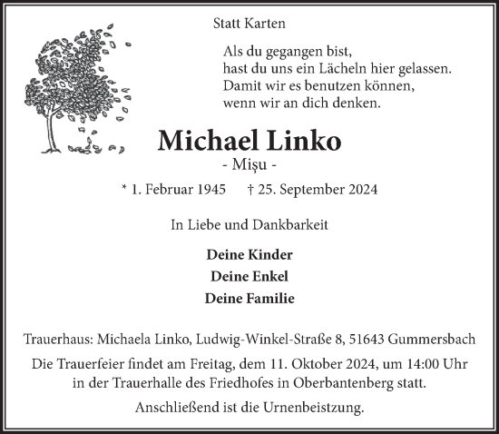 Anzeige von Michael Linko von  Anzeigen Echo 