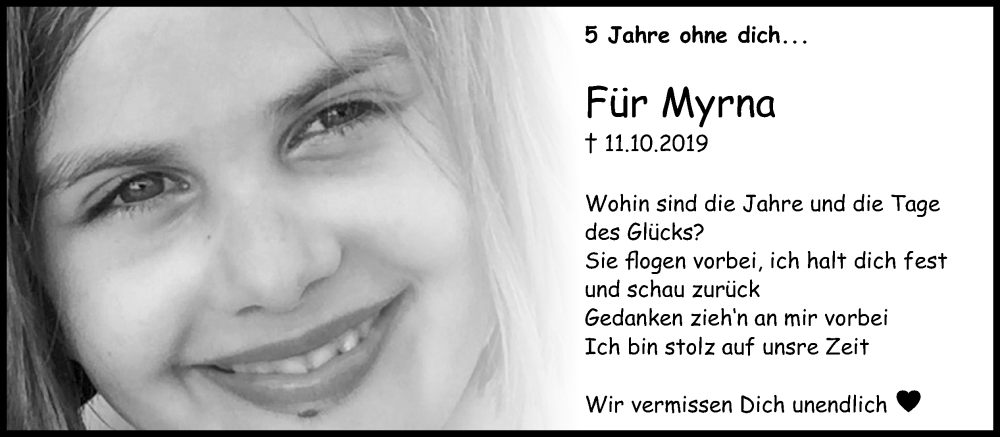  Traueranzeige für Myrna  vom 05.10.2024 aus Kölner Stadt-Anzeiger / Kölnische Rundschau / Express