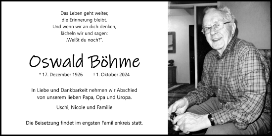 Anzeige von Oswald Böhme von Kölner Stadt-Anzeiger / Kölnische Rundschau / Express