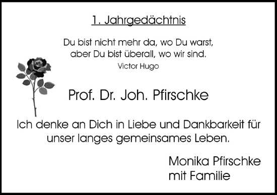 Anzeige von Prof. Dr. Joh. Pfirschke  von  Schaufenster/Blickpunkt 