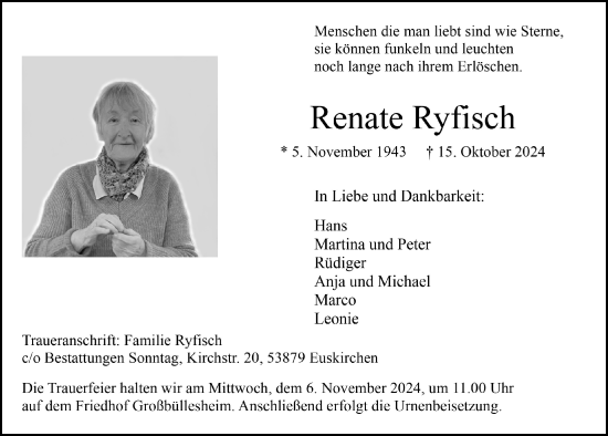 Anzeige von Renate Ryfisch von  Blickpunkt Euskirchen 
