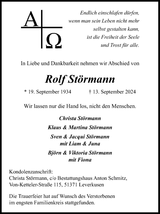 Anzeige von Rolf Störmann von Kölner Stadt-Anzeiger / Kölnische Rundschau / Express