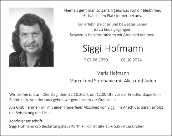 Anzeige von Siggi Hofmann von  Blickpunkt Euskirchen 