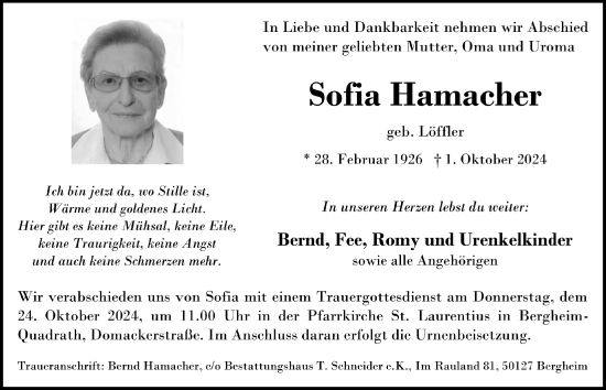 Anzeige von Sofia Hamacher von  Werbepost 