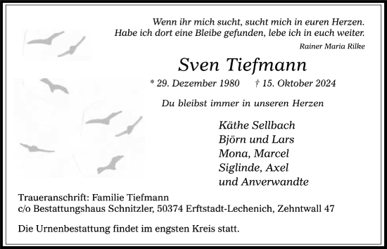 Anzeige von Sven Tiefmann von  Werbepost 