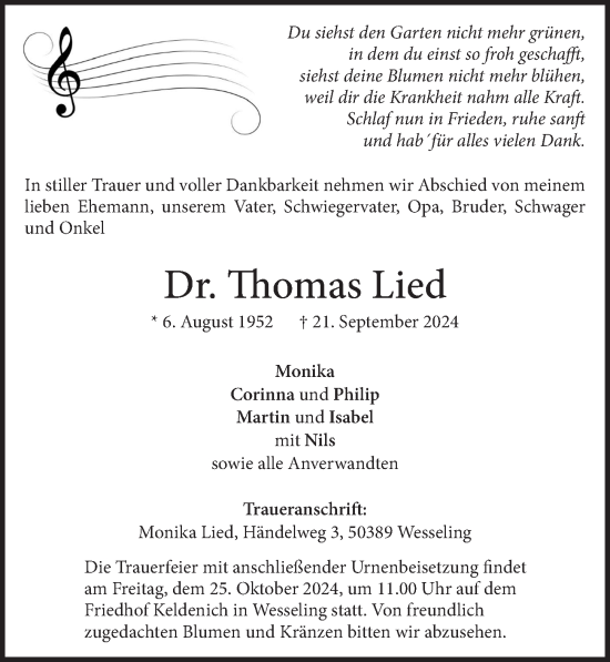 Anzeige von Thomas Lied von  Schlossbote/Werbekurier 