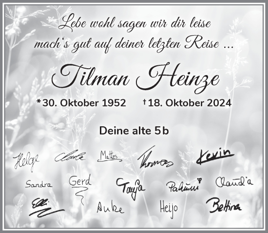 Anzeige von Tilman Heinze von  Anzeigen Echo 