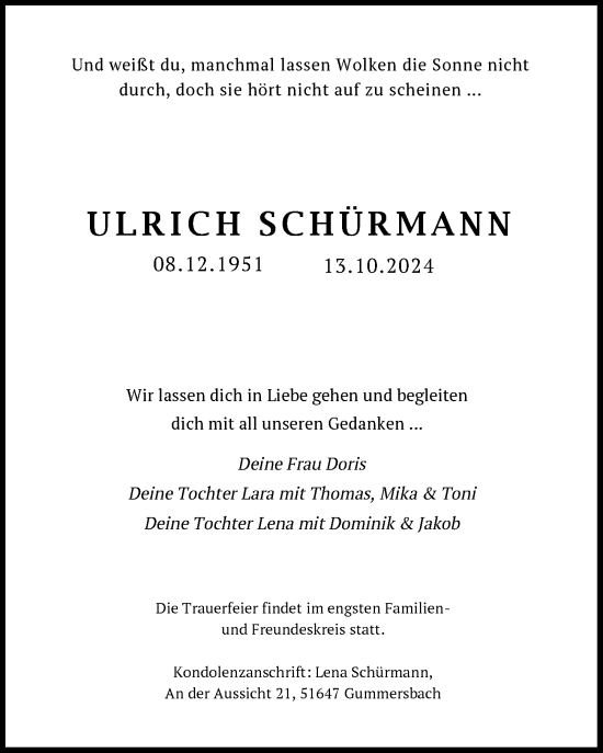 Anzeige von Ulrich Schürmann von  Anzeigen Echo 