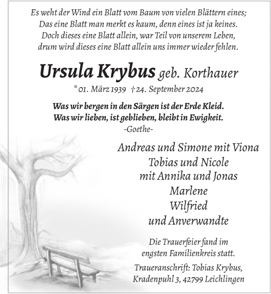 Anzeige von Ursula Krybus von  Lokale Informationen 