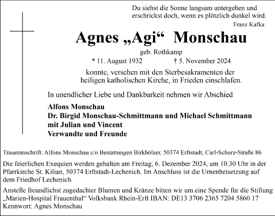 Anzeige von Agnes Monschau von  Werbepost 