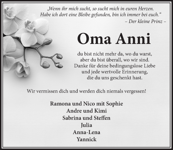 Anzeige von Anni  von  Schlossbote/Werbekurier 