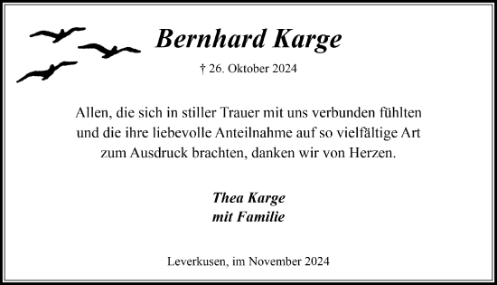 Anzeige von Bernhard Karge von  Lokale Informationen 