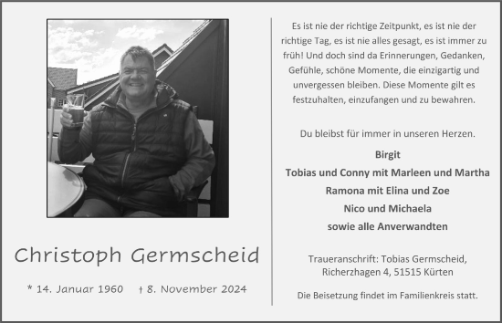 Anzeige von Christoph Germscheid von  Bergisches Handelsblatt 
