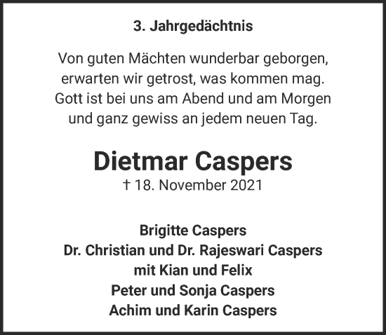 Anzeige von Dietmar Caspers von  EXPRESS - Die Woche 