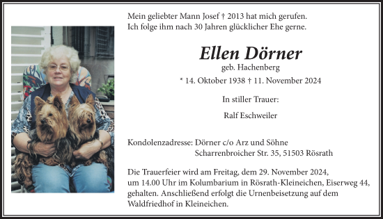 Anzeige von Ellen Dörner von  Bergisches Handelsblatt 