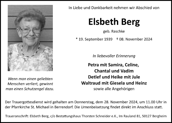 Anzeige von Elsbeth Berg von  Werbepost 
