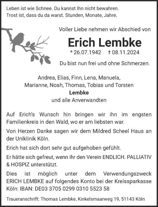 Anzeige von Erich Lembke von  EXPRESS - Die Woche 