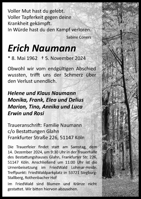 Anzeige von Erich Naumann von  EXPRESS - Die Woche 