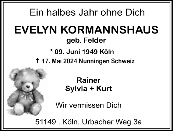 Anzeige von Evelyn Kormannshaus von  EXPRESS - Die Woche 