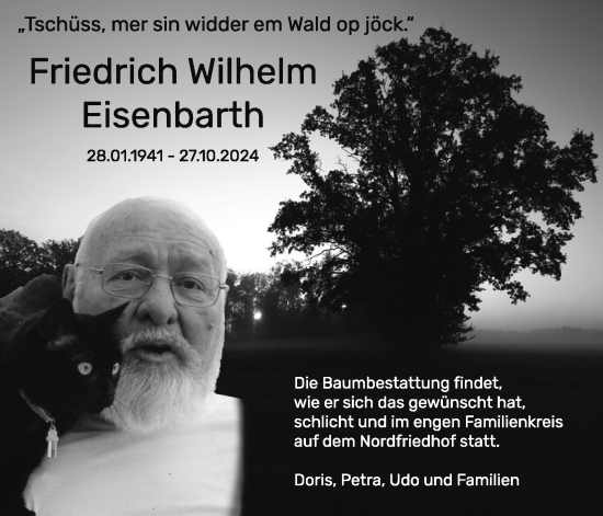Anzeige von Friedrich Wilhelm Eisenbarth von Kölner Stadt-Anzeiger / Kölnische Rundschau / Express