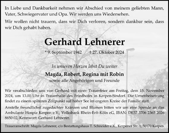 Anzeige von Gerhard Lehnerer von  Werbepost 