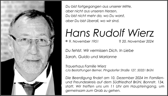 Anzeige von Hans Rudolf Wierz von  Schlossbote/Werbekurier 